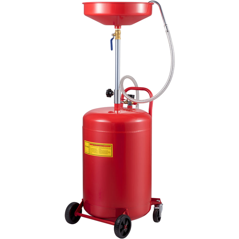 VEVOR Waste Oil Drain Tank 20 Gallon Portable Oil Drain Air Operated Drainer Oil Change, Oil Drain Container, Fluid Fuel Transfer Drainage Adjustable Funnel Height, With Wheel For Easy Oil Removal