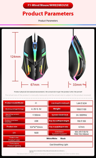Wired Luminous Mouse Office Home Games USB Desktop Computers And Laptop Universal PlayerUnknown's Battlegrounds