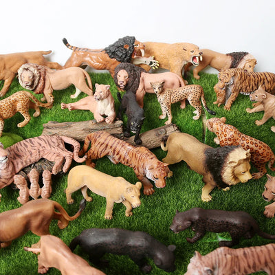 Realistic Jungle Animals Lions,Cheetah,panther,Toothed Tiger Model Figure Playset Educational Collections Toy Figurine for Kids