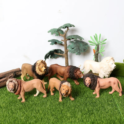 Realistic Jungle Animals Lions,Cheetah,panther,Toothed Tiger Model Figure Playset Educational Collections Toy Figurine for Kids