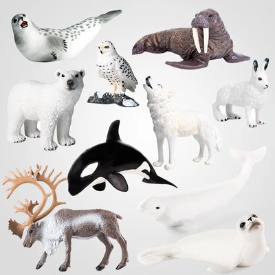 Simulation Marine Animal World Model Polar Bear Reindeer Beluga Whale Walrus Curilensis Children Cognitive Plastic Toys figurine