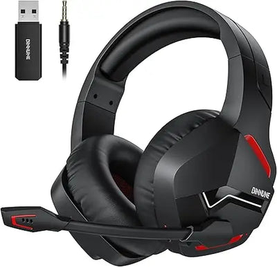 BINNUNE BW01 Wireless Gaming Headset with Mic for PC PS4 PS5 2.4G Bluetooth USB Gamer Headphones with Mic for Laptop Computer