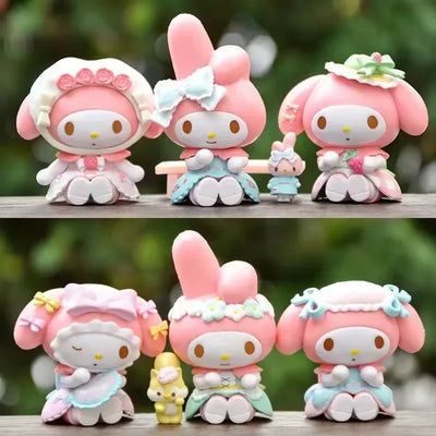 Sanrio My Melody Action Figure Model Cute Girls Tea Party Toys Fashion Room Decoration Desktop Fashion Kawaii Holiday Gifts