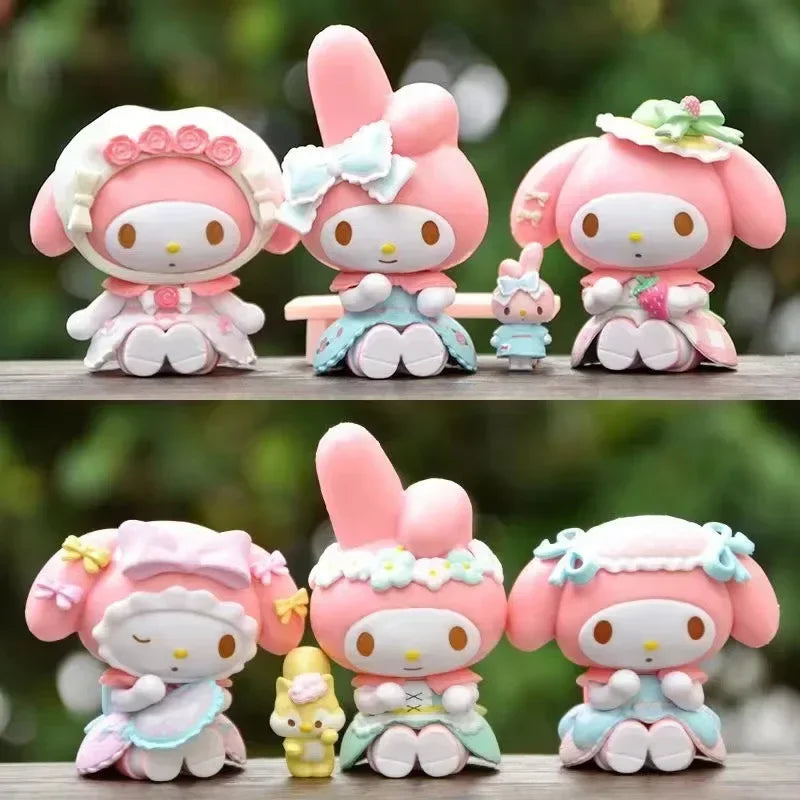 Sanrio My Melody Action Figure Model Cute Girls Tea Party Toys Fashion Room Decoration Desktop Fashion Kawaii Holiday Gifts
