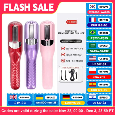 Rechargeable Cordless Split Hair Trimmer, Hair Split Ends Trimmer, Remover Damaged Hair, Repair Hair Care TreatmentColor