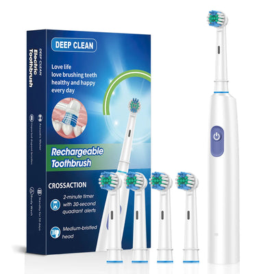 Rotation Electric Toothbrush Waterproof USB Rechargeable Electric Toothbrush 8 Brush Replacement Heads for Adult Oral Care