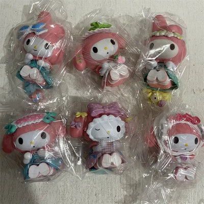 Sanrio My Melody Action Figure Model Cute Girls Tea Party Toys Fashion Room Decoration Desktop Fashion Kawaii Holiday Gifts