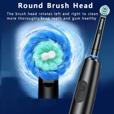 Rotation Electric Toothbrush Waterproof USB Rechargeable Electric Toothbrush 8 Brush Replacement Heads for Adult Oral Care
