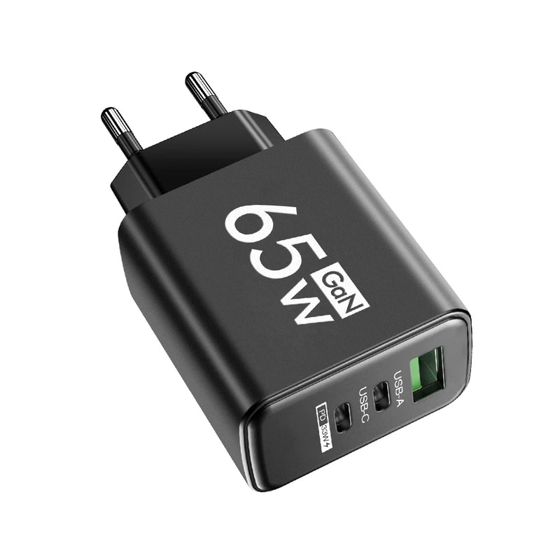 65W GaN USB Fast Charging Type C PD Charger Quick Charge Mobile Phone Power Adapter for iPhone 14 15 Pro Xiaomi Samsung Oneplus