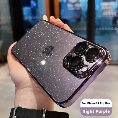 Luxury Electroplated Glitter Phone Case For IPhone 11 15 12 13 14 Pro Max Protective Shell Clear Transparent Shockproof Cover