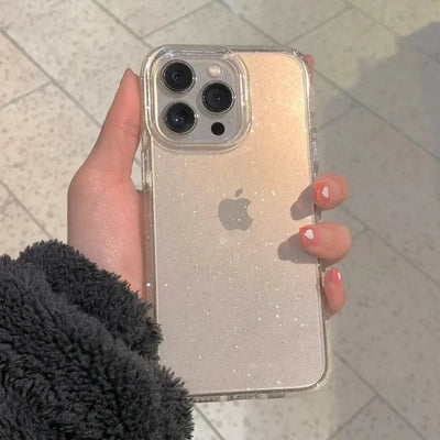 Luxury Glitter Bumper Bling Clear Case For iPhone 16 15 14 13 12 11 Pro Max mini X XS Max XR Plus Silicone Acrylic Cover funda