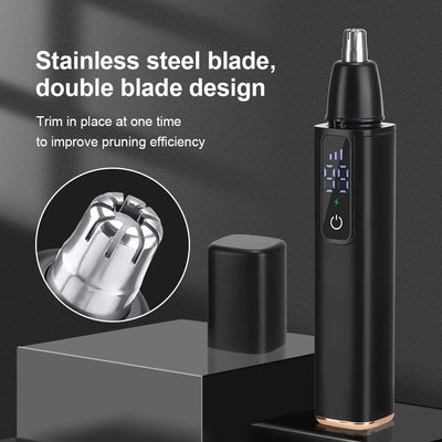 Portable Electric Nose Hair Trimmer LED Display Home Men Women Nose Hair Remover Safety Face Hair Cleaning Care Kit USB Charging
