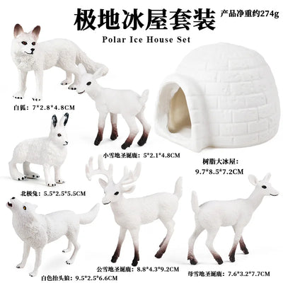 Simulation Marine Animal World Model Polar Bear Reindeer Beluga Whale Walrus Curilensis Children Cognitive Plastic Toys figurine