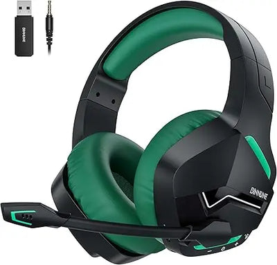 BINNUNE BW01 Wireless Gaming Headset with Mic for PC PS4 PS5 2.4G Bluetooth USB Gamer Headphones with Mic for Laptop Computer