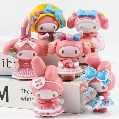 Sanrio My Melody Action Figure Model Cute Girls Tea Party Toys Fashion Room Decoration Desktop Fashion Kawaii Holiday Gifts