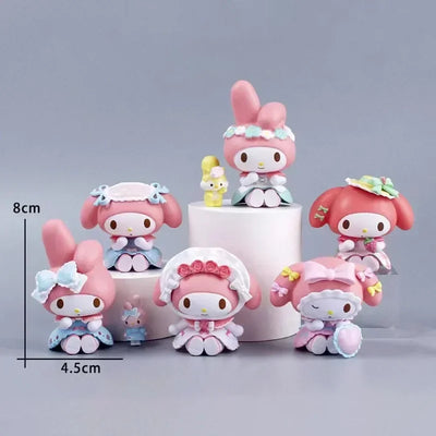 Sanrio My Melody Action Figure Model Cute Girls Tea Party Toys Fashion Room Decoration Desktop Fashion Kawaii Holiday Gifts