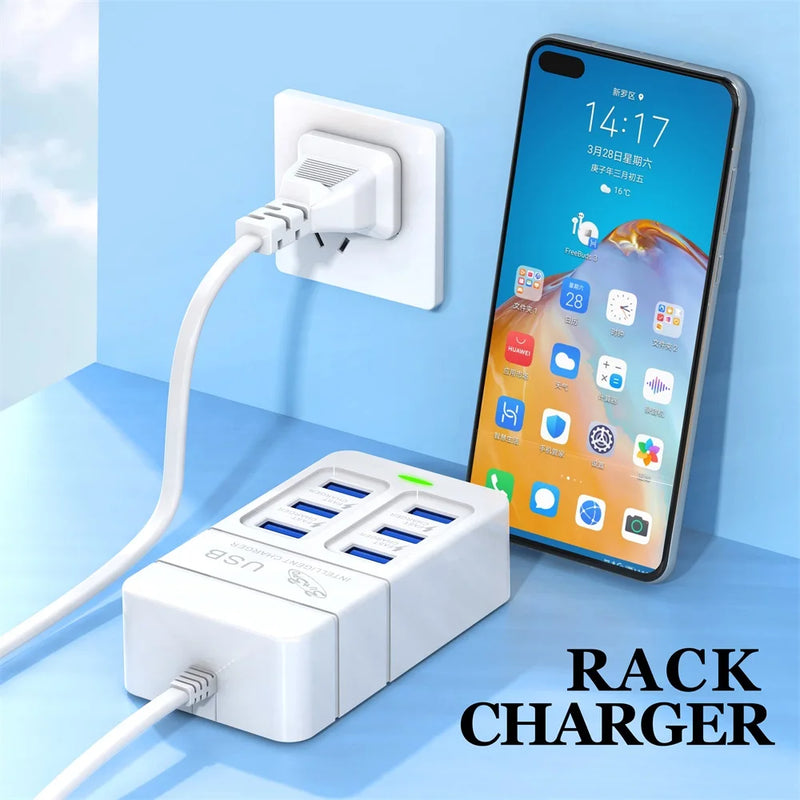 6 Port PD USB Charger QC 3.0 Fast Charging Type C Wall Charger for Xiaomi Samsung iPad Mobile Phone Charger Travel Power Adapter