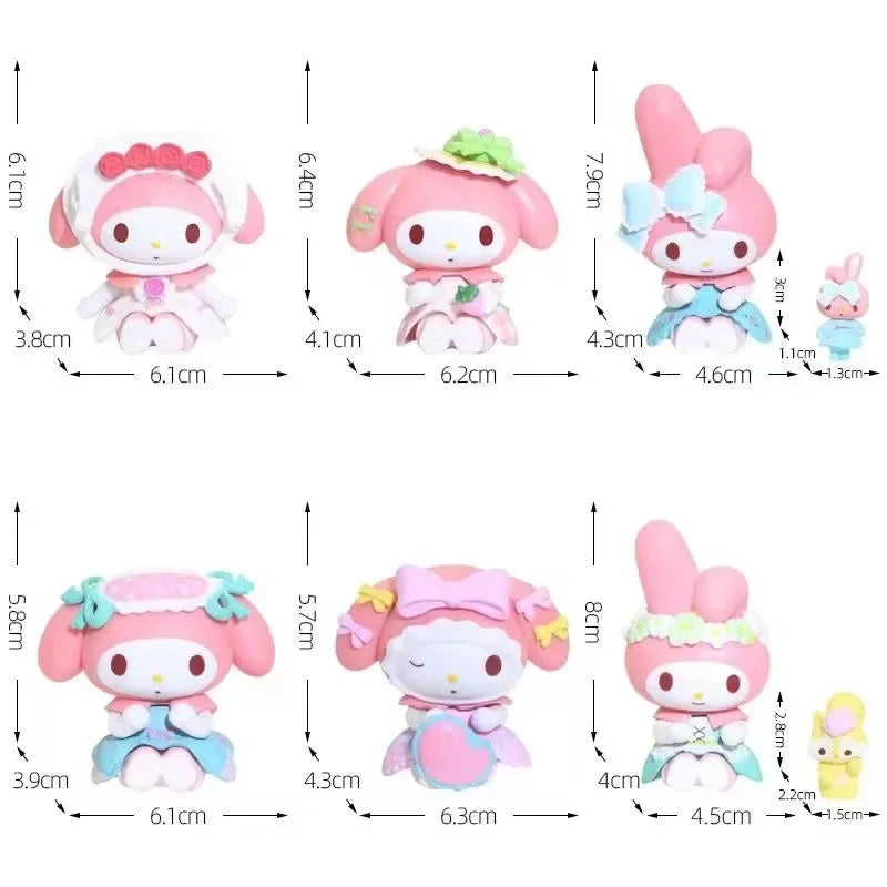 Sanrio My Melody Action Figure Model Cute Girls Tea Party Toys Fashion Room Decoration Desktop Fashion Kawaii Holiday Gifts