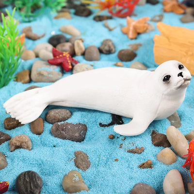 Simulation Marine Animal World Model Polar Bear Reindeer Beluga Whale Walrus Curilensis Children Cognitive Plastic Toys figurine