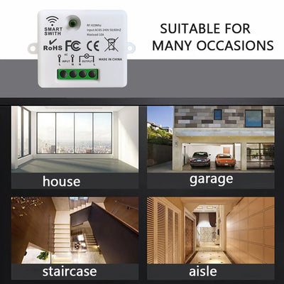 433MHz AC 110V 220V Wireless RF Remote Control Switch 1CH Relay Receiver With ON/OFF Transmitter For Led Light Bulb DIY Control
