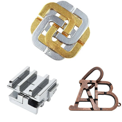 3Pcs Set Metal Puzzle Solution Unlock Toy Brain Teaser IQ Challenge Games For Kids Adults Juegos Metalicos De Ingenio