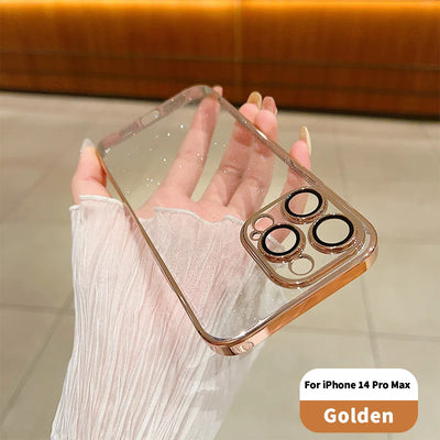 Luxury Electroplated Glitter Phone Case For IPhone 11 15 12 13 14 Pro Max Protective Shell Clear Transparent Shockproof Cover