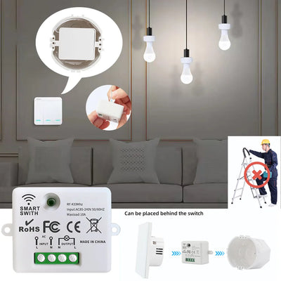 433MHz AC 110V 220V Wireless RF Remote Control Switch 1CH Relay Receiver With ON/OFF Transmitter For Led Light Bulb DIY Control
