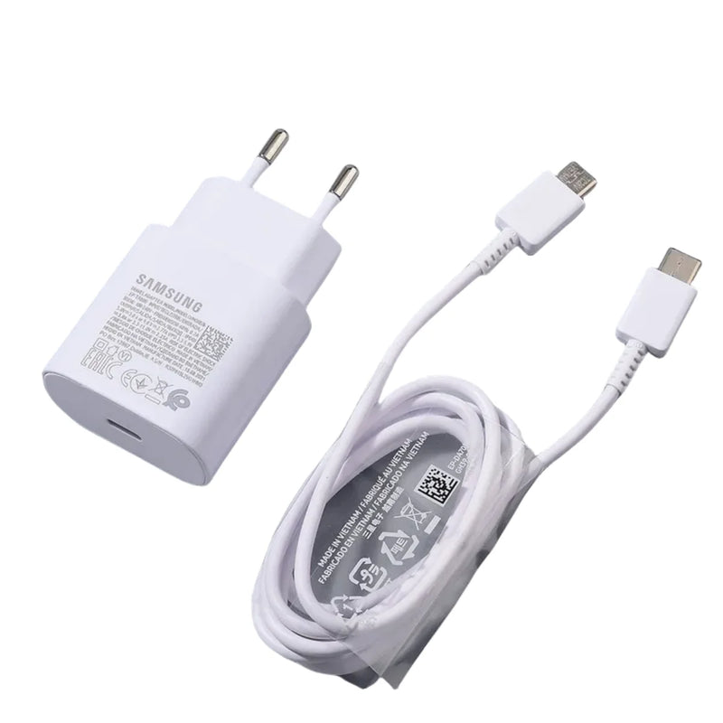 Original Samsung 25w Charger Type C Super Fast Charge Adapter For Galaxy A12 A13 A14 A23 F12 F14 A90 S10 5G Note 10+ Cable