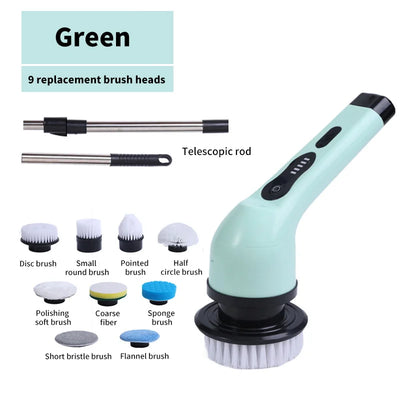 9-in-1 Wireless Electric Cleaning Brush Multifunctional Bathroom Window Kitchen Automotive Household Rotating Cleaning Machine