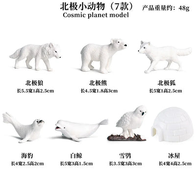Simulation Marine Animal World Model Polar Bear Reindeer Beluga Whale Walrus Curilensis Children Cognitive Plastic Toys figurine