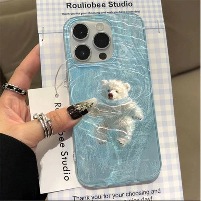 for IPHONE case 16 15 14 13 12 11 PRO MAX 7 8 PLUS X XR XS MAX Swimming bear feather yarn soft edge anti-drop and shock-proof