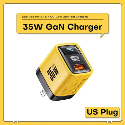 ASOMETECH 35W GaN Charger LED Display QC3.0 30W 25W PD PPS Quick Charge USB Type C Charger For iPhone 14 Pro Samsung S23 Xiaomi