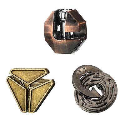 3Pcs Set Metal Puzzle Solution Unlock Toy Brain Teaser IQ Challenge Games For Kids Adults Juegos Metalicos De Ingenio