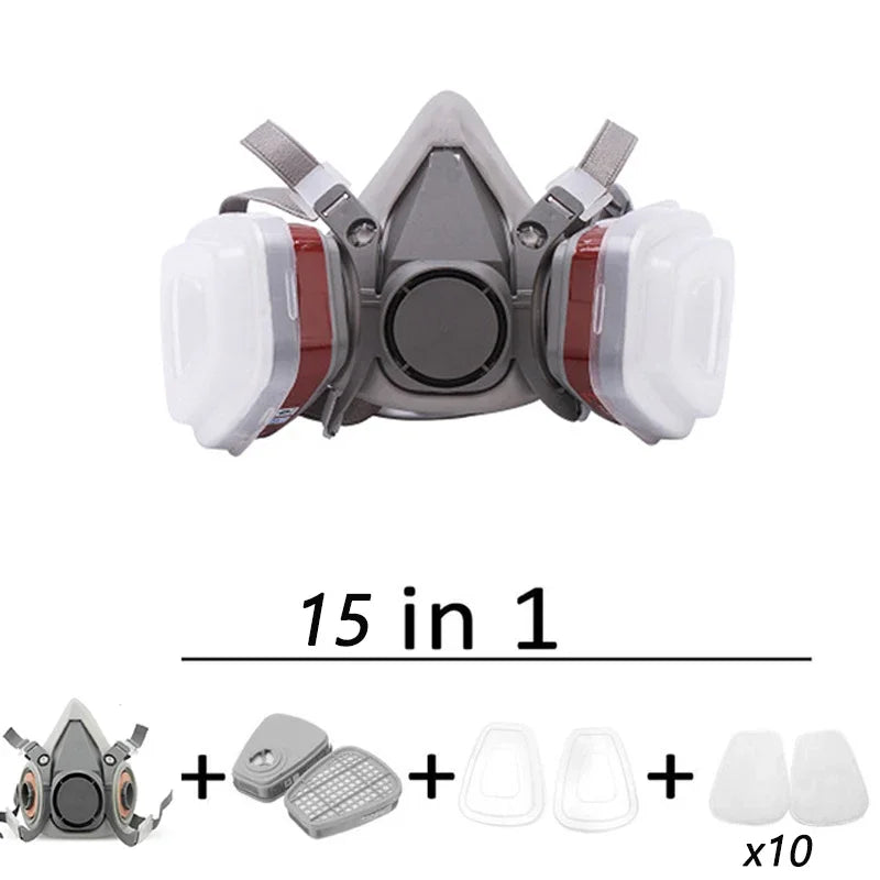 6200 Respirator Half Full Face Dust Gas Mask For Industrial Paint Spray Chemical Organic Vapor With Goggles Filters Protection