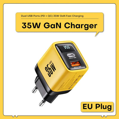 ASOMETECH 35W GaN Charger LED Display QC3.0 30W 25W PD PPS Quick Charge USB Type C Charger For iPhone 14 Pro Samsung S23 Xiaomi