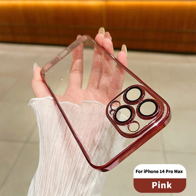 Luxury Electroplated Glitter Phone Case For IPhone 11 15 12 13 14 Pro Max Protective Shell Clear Transparent Shockproof Cover