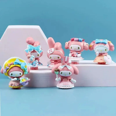 Sanrio My Melody Action Figure Model Cute Girls Tea Party Toys Fashion Room Decoration Desktop Fashion Kawaii Holiday Gifts