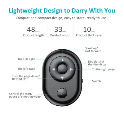 Bluetooth Remote for iPhone Huawei Honor Xiaomi Redmi Samsung Mobile Phone Universal Remote Control Remote Shutter Controller