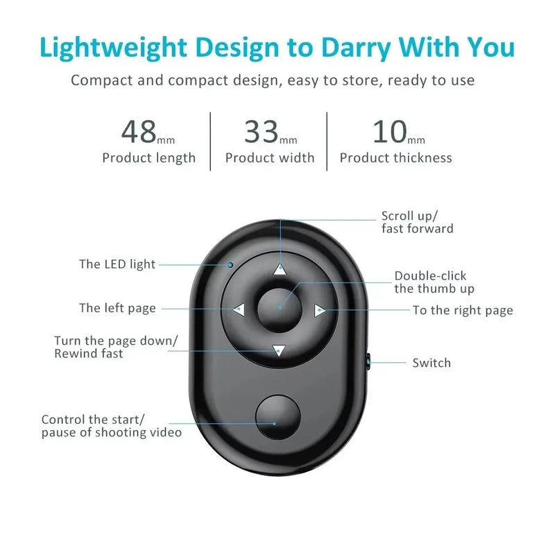 Bluetooth Remote for iPhone Huawei Honor Xiaomi Redmi Samsung Mobile Phone Universal Remote Control Remote Shutter Controller