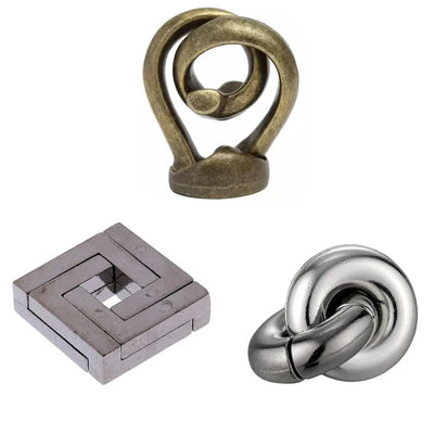3Pcs Set Metal Puzzle Solution Unlock Toy Brain Teaser IQ Challenge Games For Kids Adults Juegos Metalicos De Ingenio