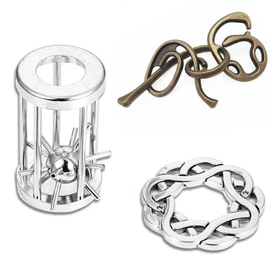 3Pcs Set Metal Puzzle Solution Unlock Toy Brain Teaser IQ Challenge Games For Kids Adults Juegos Metalicos De Ingenio