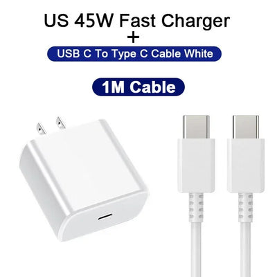 PD 45W Super Fast Charger USB C Charger Quick Charge 3.0 For Iphone 15 14 Xiaomi 13 12 POCO 3.28 ft Type C Cable Phone Charger