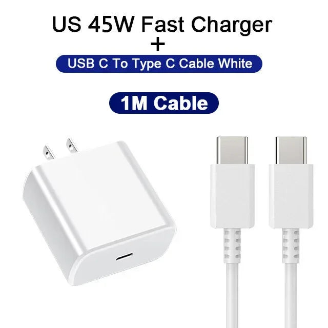 PD 45W Super Fast Charger USB C Charger Quick Charge 3.0 For Iphone 15 14 Xiaomi 13 12 POCO 3.28 ft Type C Cable Phone Charger