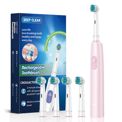 Rotation Electric Toothbrush Waterproof USB Rechargeable Electric Toothbrush 8 Brush Replacement Heads for Adult Oral Care