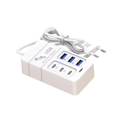 6 Port PD USB Charger QC 3.0 Fast Charging Type C Wall Charger for Xiaomi Samsung iPad Mobile Phone Charger Travel Power Adapter
