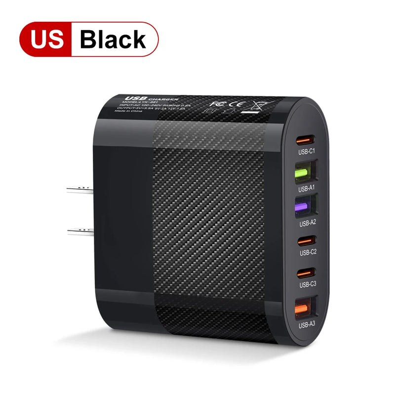 USB C Charger Fast Charging Total 65W Type C PD QC3.0 Phone Adapter For iPhone Xiaomi Huawei Samsung ipad Realme oneplus Tablet