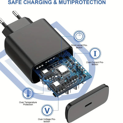 PD 45W Super Fast Charger USB C Charger Quick Charge 3.0 For Iphone 15 14 Xiaomi 13 12 POCO 3.28 ft Type C Cable Phone Charger