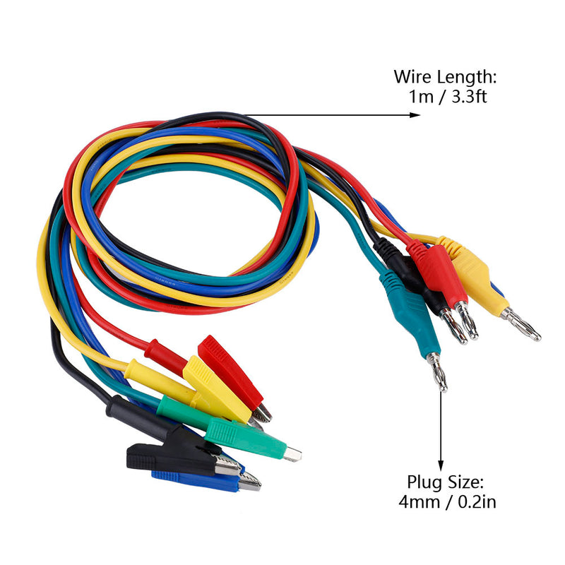 5pcs P1037 High Voltage 1M 4mm Banana Plug to Crocodile Clip Cable Test Leads For Multimeter